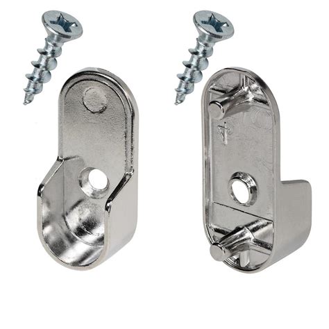 oval metal bracket|Oval Closet Rod End Supports w/Rear Facing 5mm Pins.